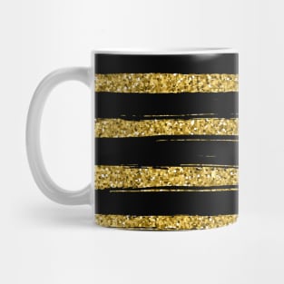 Glitter Chic Pattern 05 | Black and Gold Lines Mug